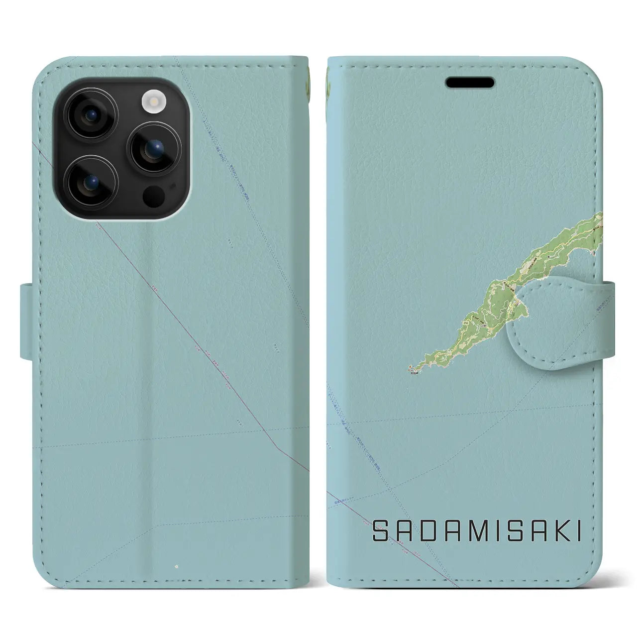 【佐田岬(愛媛県)】地図柄iPhoneケース(手帳タイプ)ナチュラル・iPhone 16 用