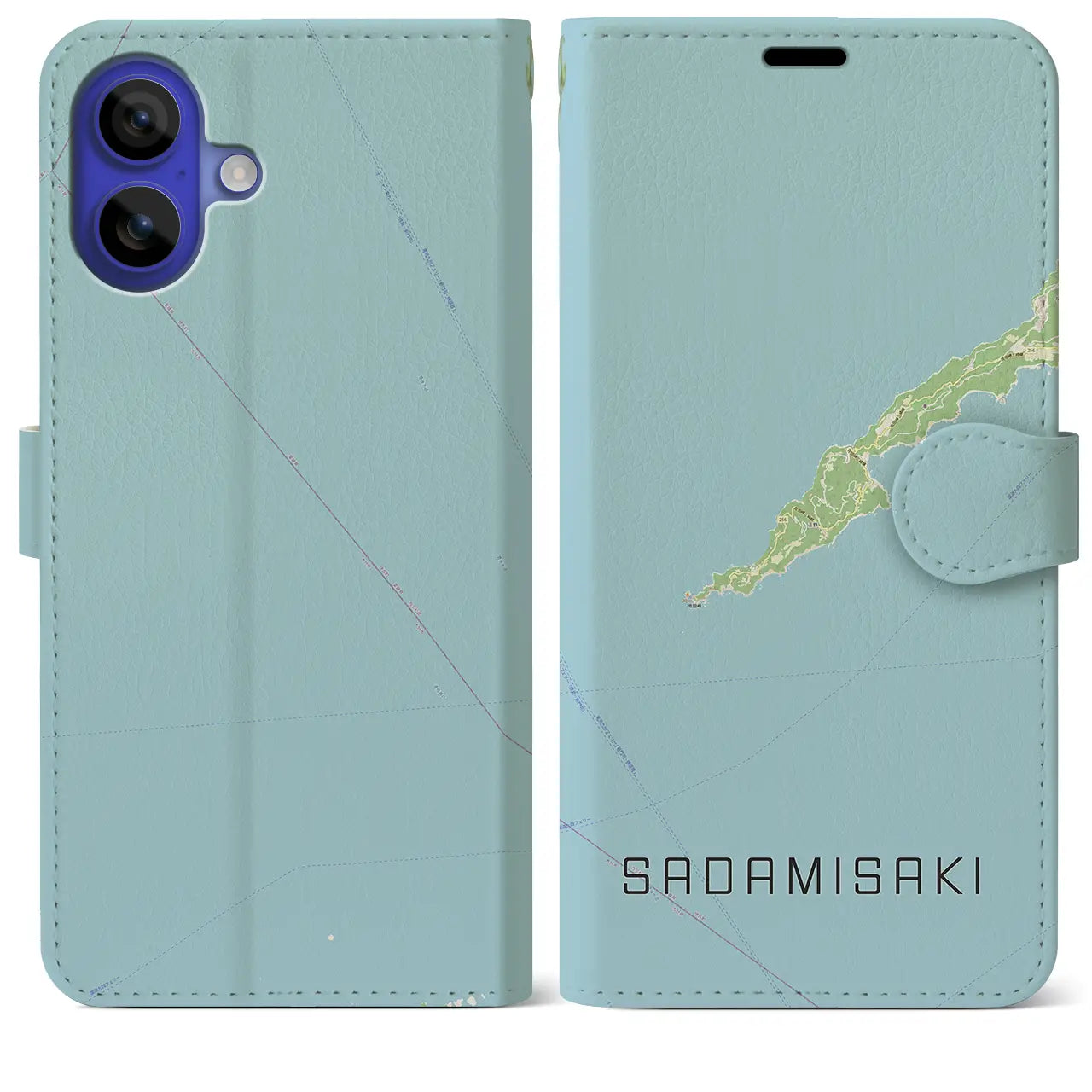 【佐田岬(愛媛県)】地図柄iPhoneケース(手帳タイプ)ナチュラル・iPhone 16 Pro Max 用