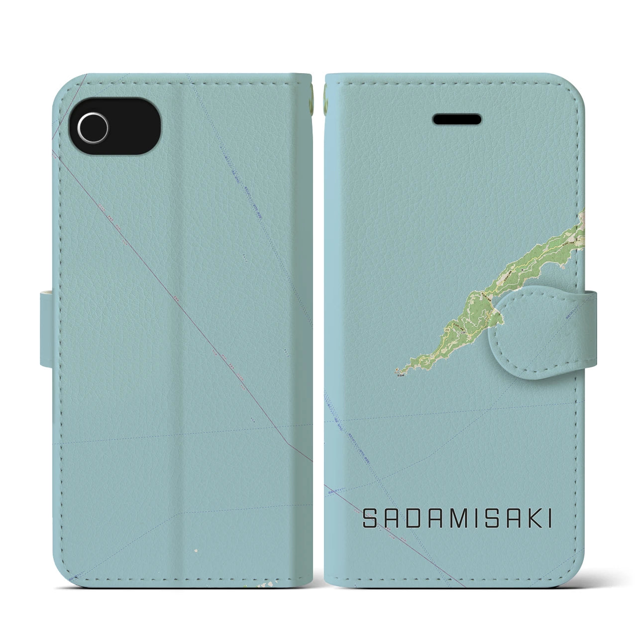 【佐田岬(愛媛県)】地図柄iPhoneケース(手帳タイプ)ナチュラル・iPhone SE(第3 / 第2世代) / 8 / 7 / 6s / 6 用