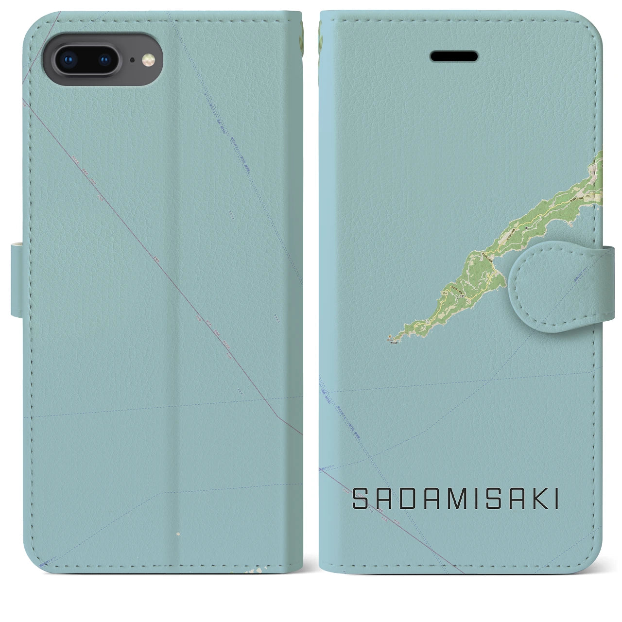 【佐田岬(愛媛県)】地図柄iPhoneケース(手帳タイプ)ナチュラル・iPhone 8Plus /7Plus / 6sPlus / 6Plus 用