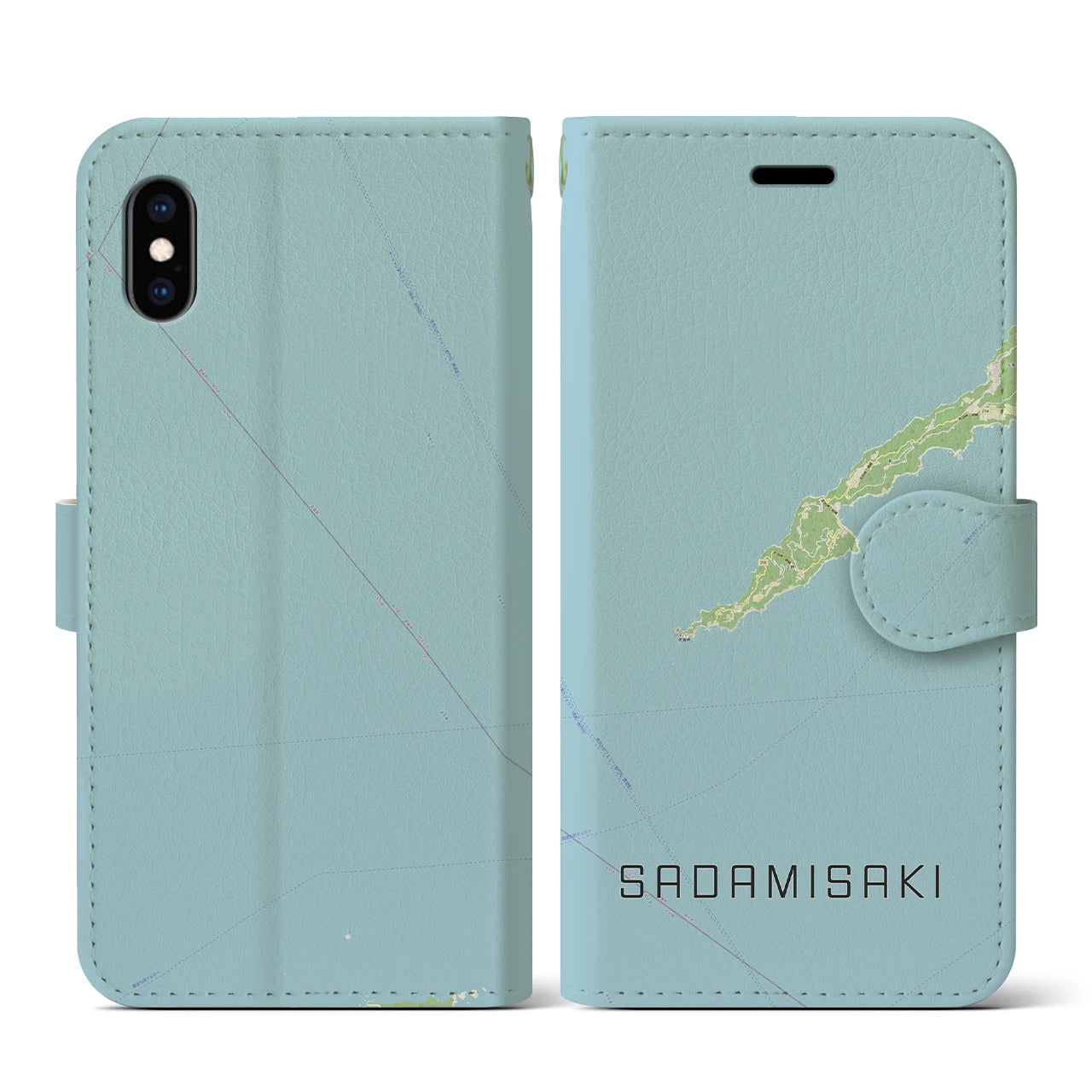 【佐田岬(愛媛県)】地図柄iPhoneケース(手帳タイプ)ナチュラル・iPhone XS / X 用