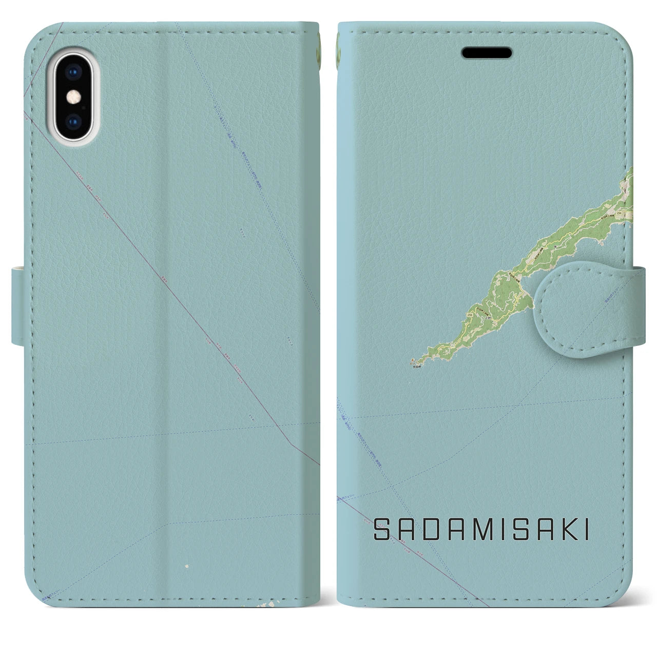 【佐田岬(愛媛県)】地図柄iPhoneケース(手帳タイプ)ナチュラル・iPhone XS Max 用