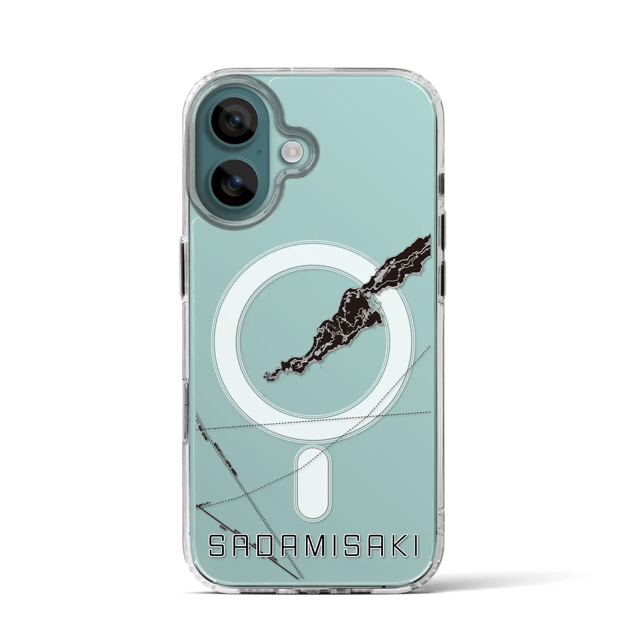 【佐田岬(愛媛県)】地図柄iPhoneケース(MagSafeタイプ)モノトーン・iPhone 16 Pro 用