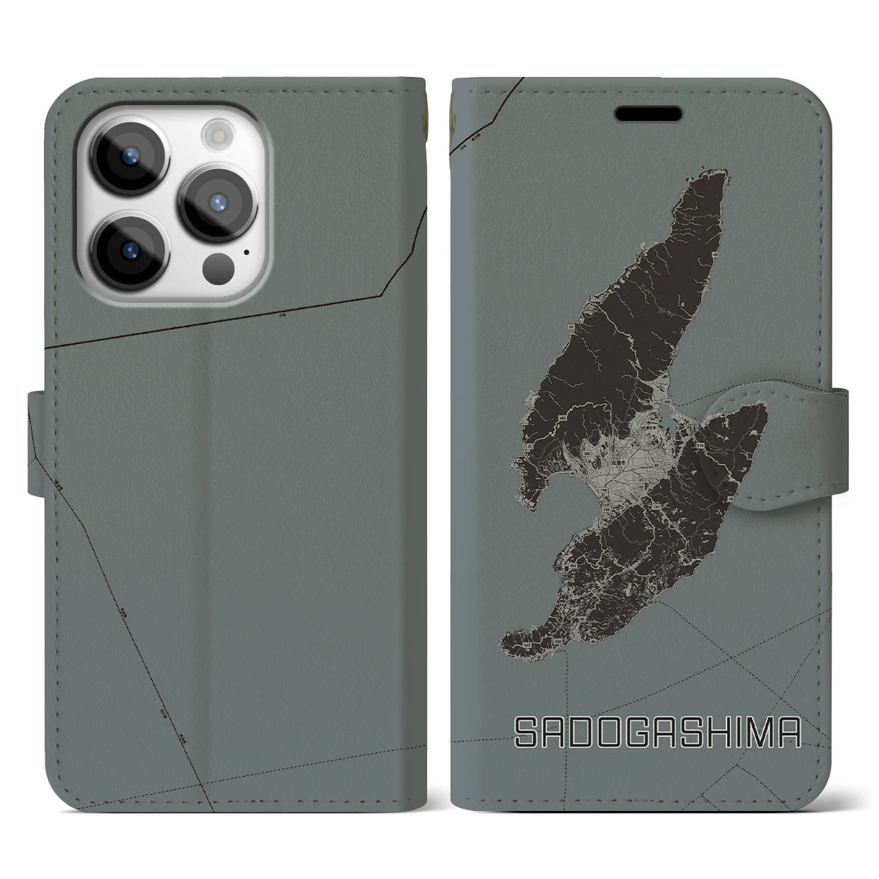 【佐渡島(新潟県)】地図柄iPhoneケース(手帳タイプ)