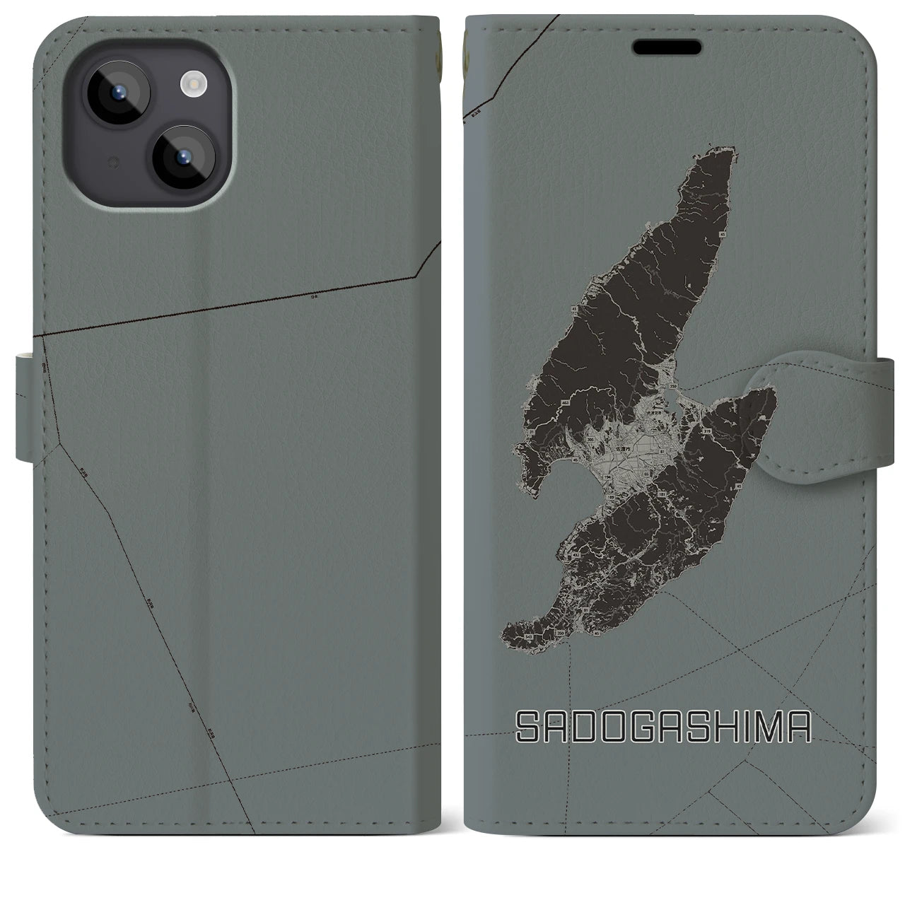 【佐渡島(新潟県)】地図柄iPhoneケース(手帳タイプ)