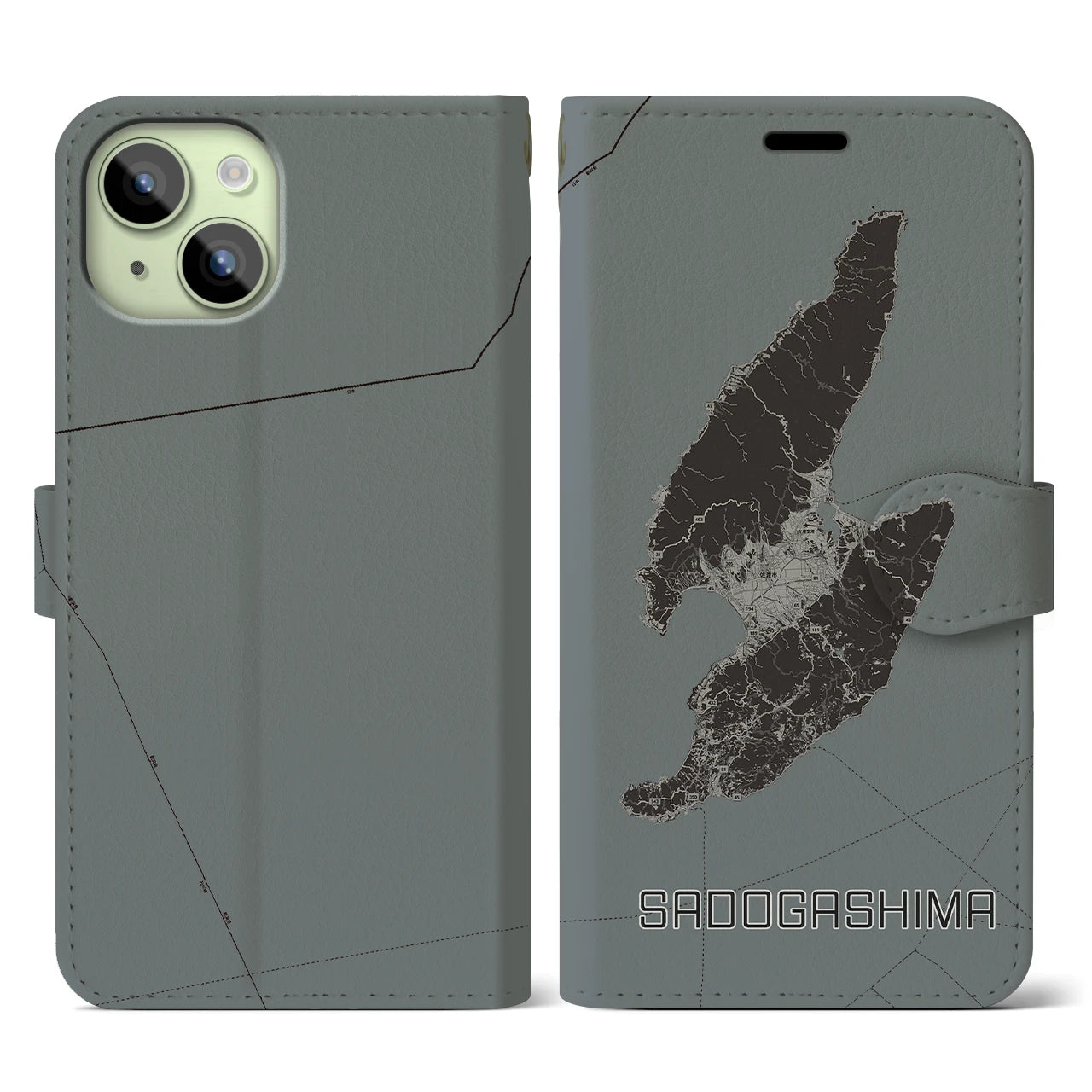 【佐渡島(新潟県)】地図柄iPhoneケース(手帳タイプ)