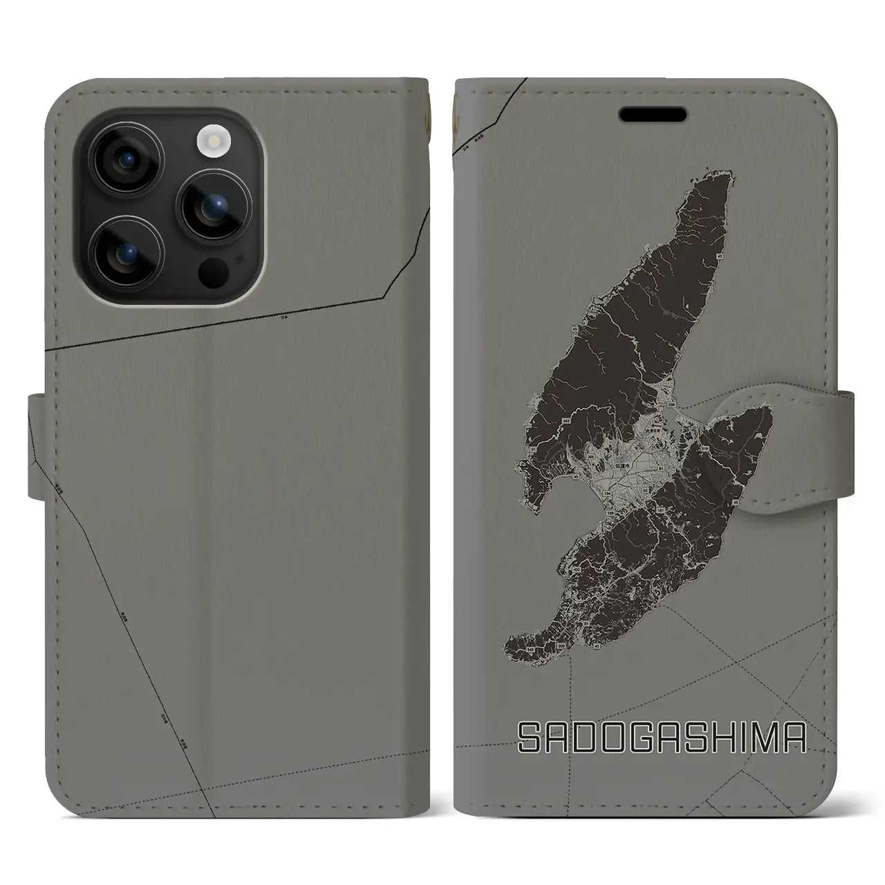 【佐渡島(新潟県)】地図柄iPhoneケース(手帳タイプ)
