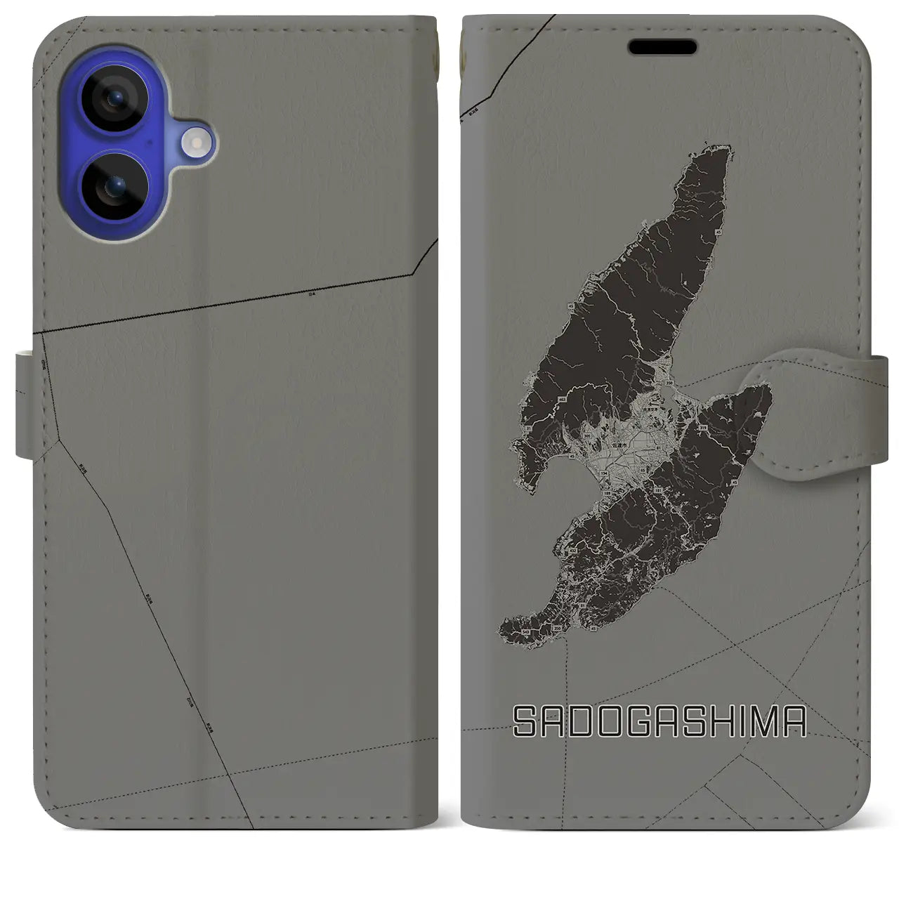 【佐渡島(新潟県)】地図柄iPhoneケース(手帳タイプ)