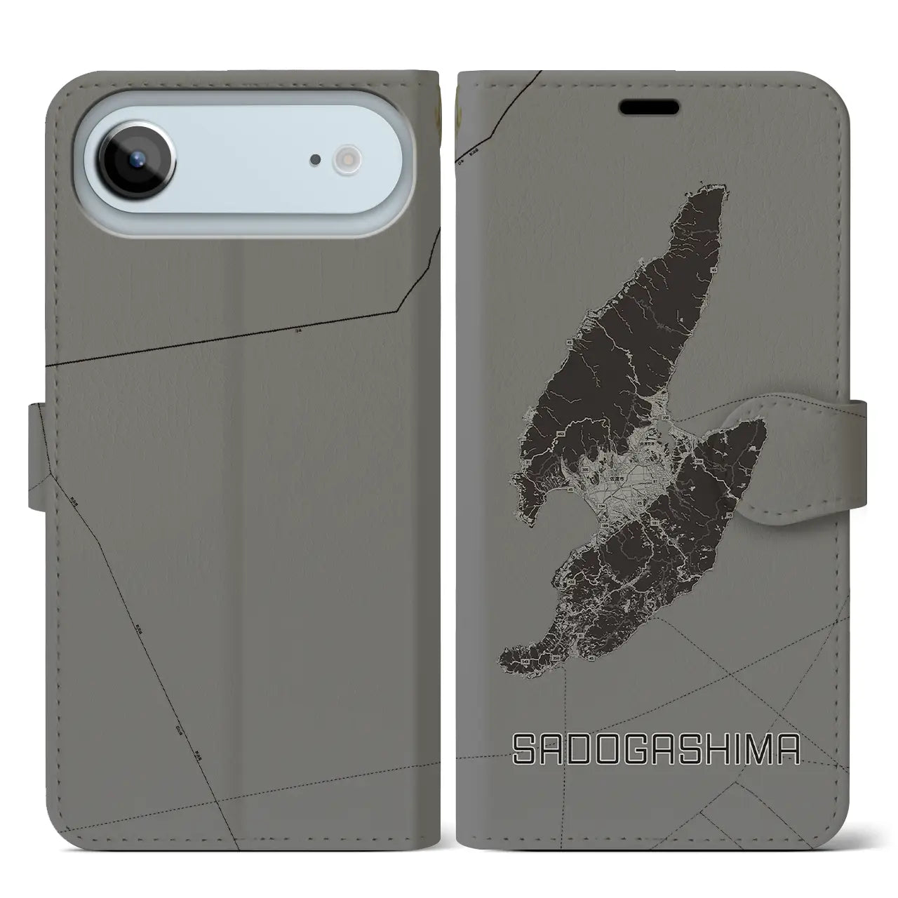 【佐渡島(新潟県)】地図柄iPhoneケース(手帳タイプ)