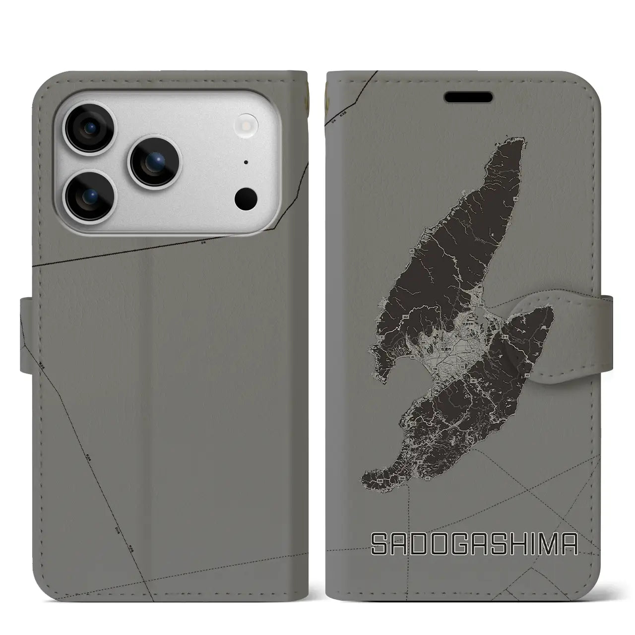 【佐渡島(新潟県)】地図柄iPhoneケース(手帳タイプ)