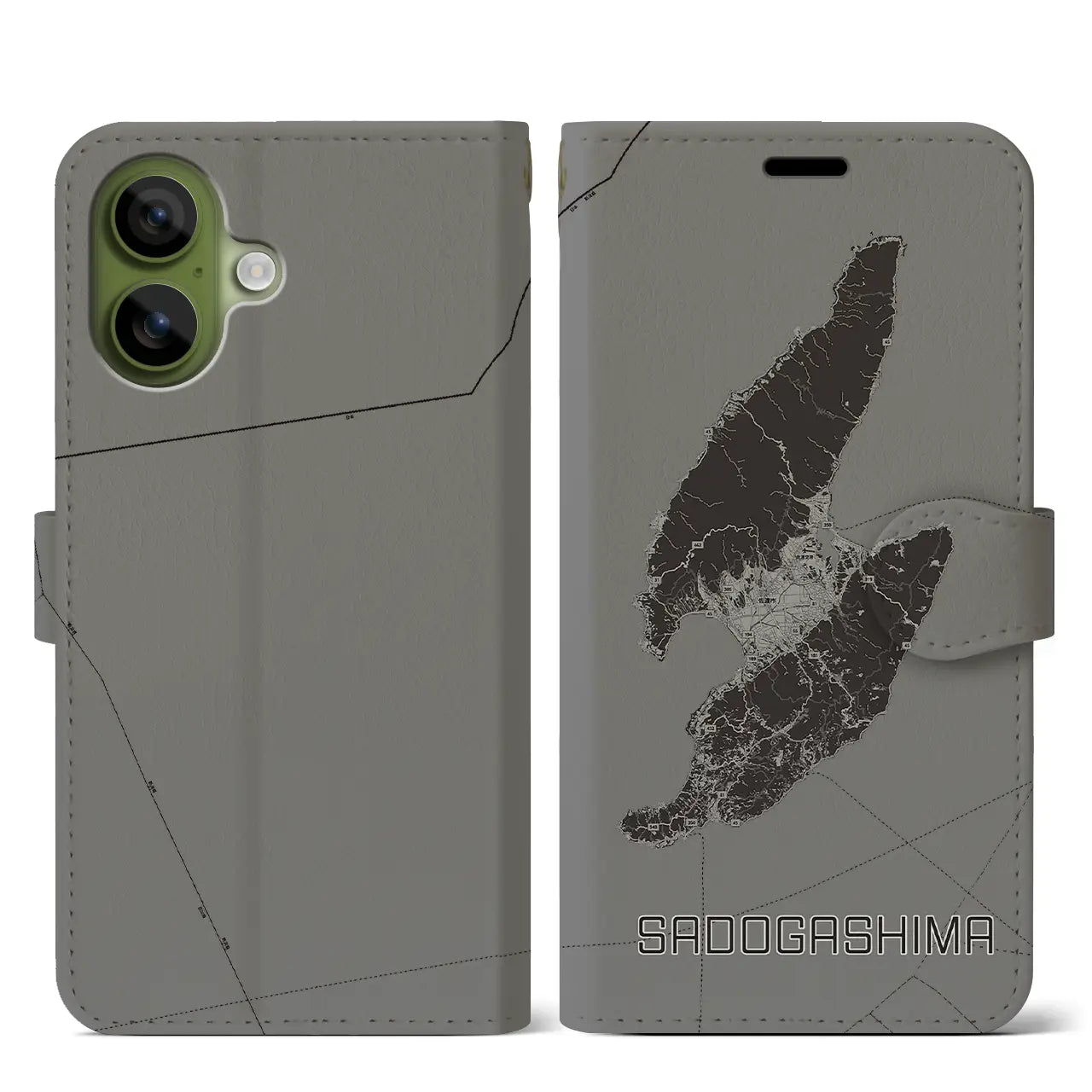 【佐渡島(新潟県)】地図柄iPhoneケース(手帳タイプ)