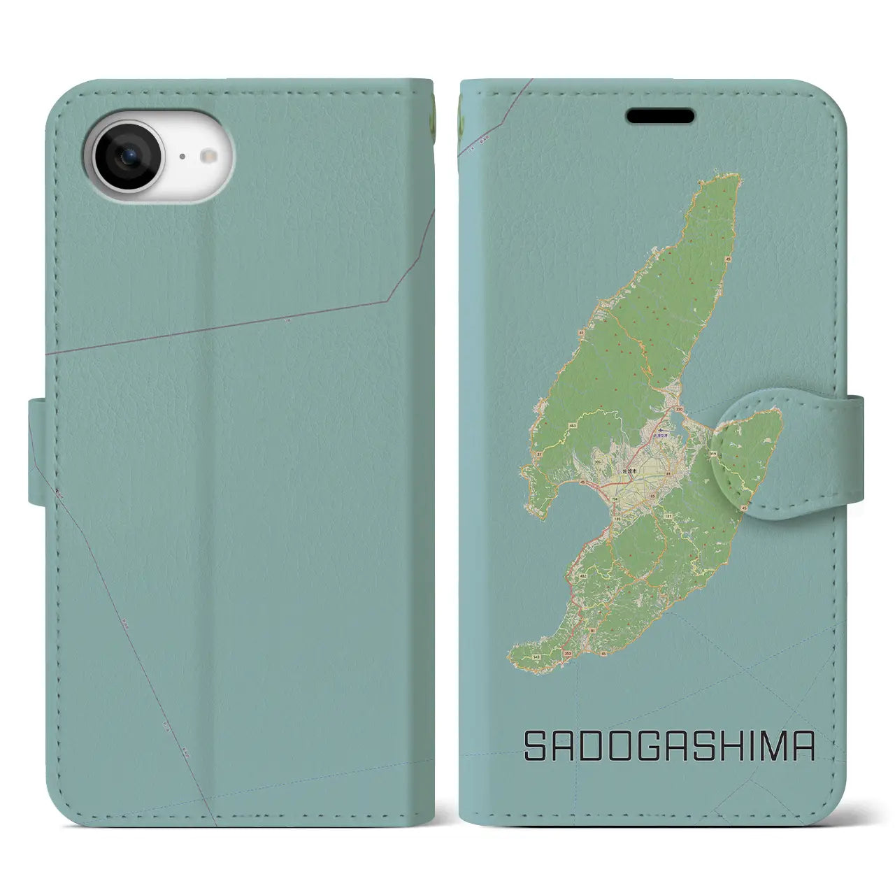 【佐渡島(新潟県)】地図柄iPhoneケース(手帳タイプ)