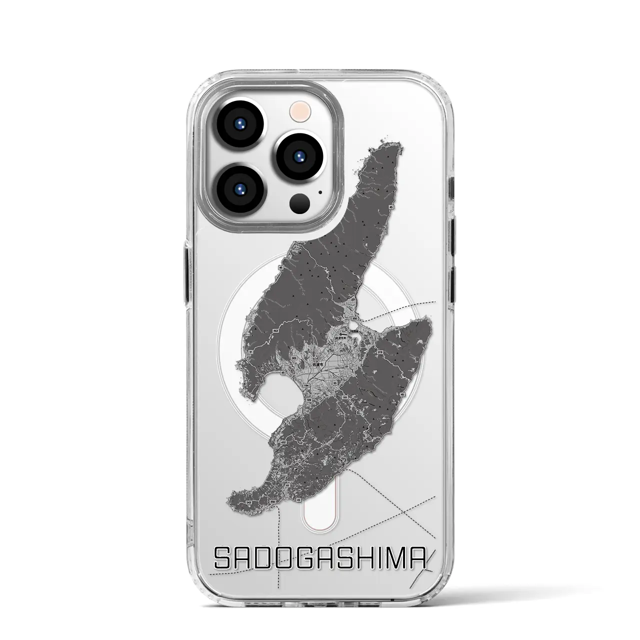 【佐渡島(新潟県)】地図柄iPhoneケース(MagSafeタイプ)