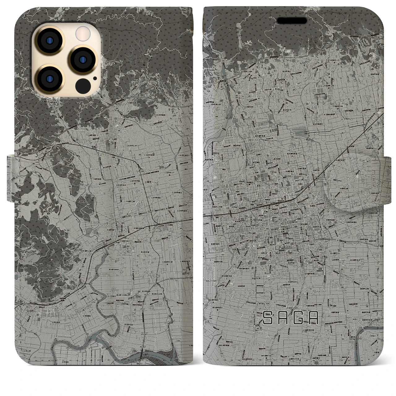 【佐賀2(佐賀県)】地図柄iPhoneケース(手帳タイプ)