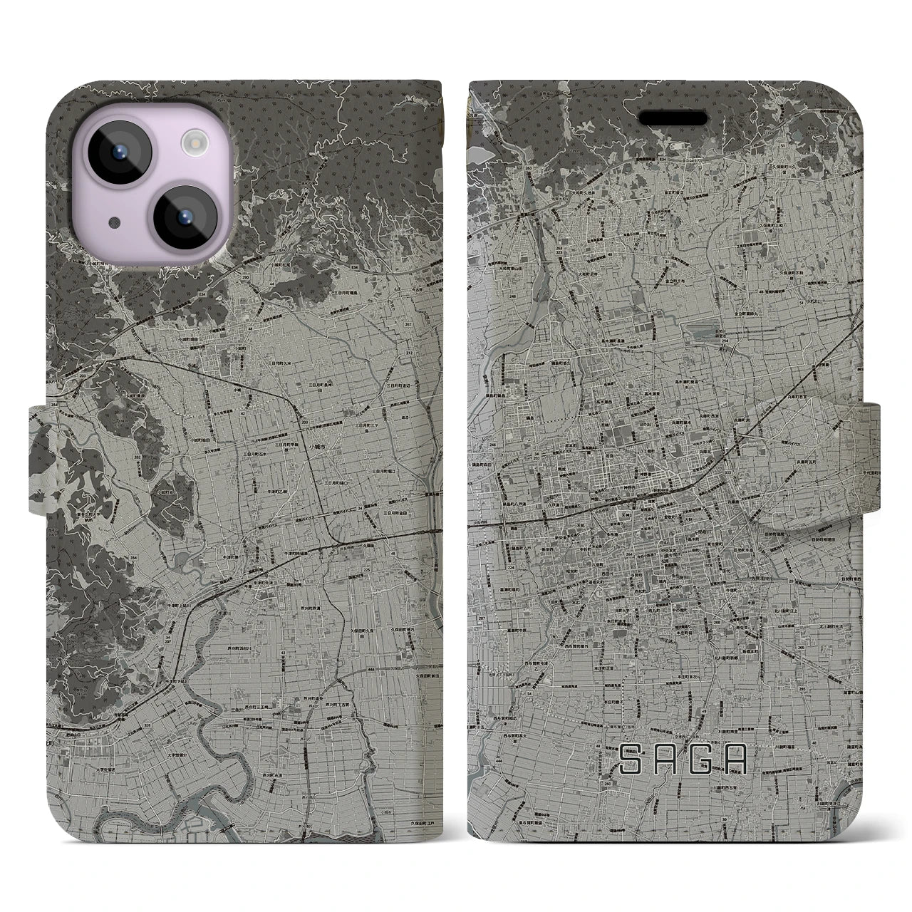 【佐賀2(佐賀県)】地図柄iPhoneケース(手帳タイプ)