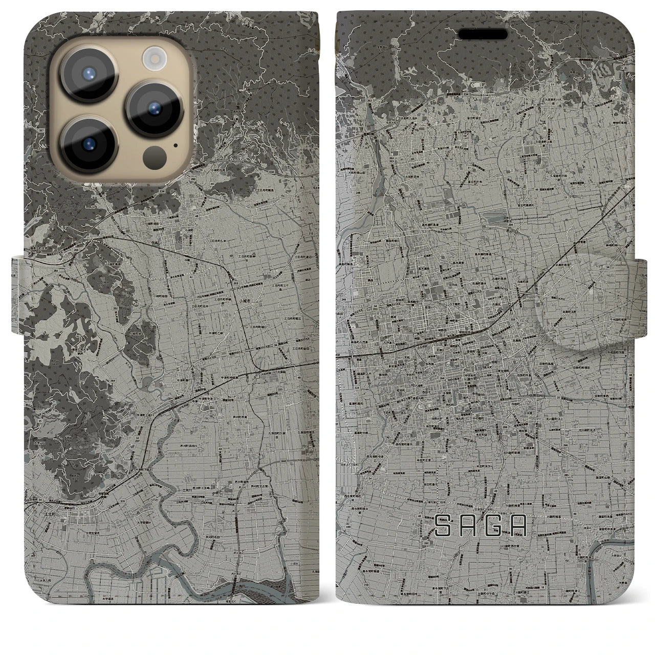 【佐賀2(佐賀県)】地図柄iPhoneケース(手帳タイプ)