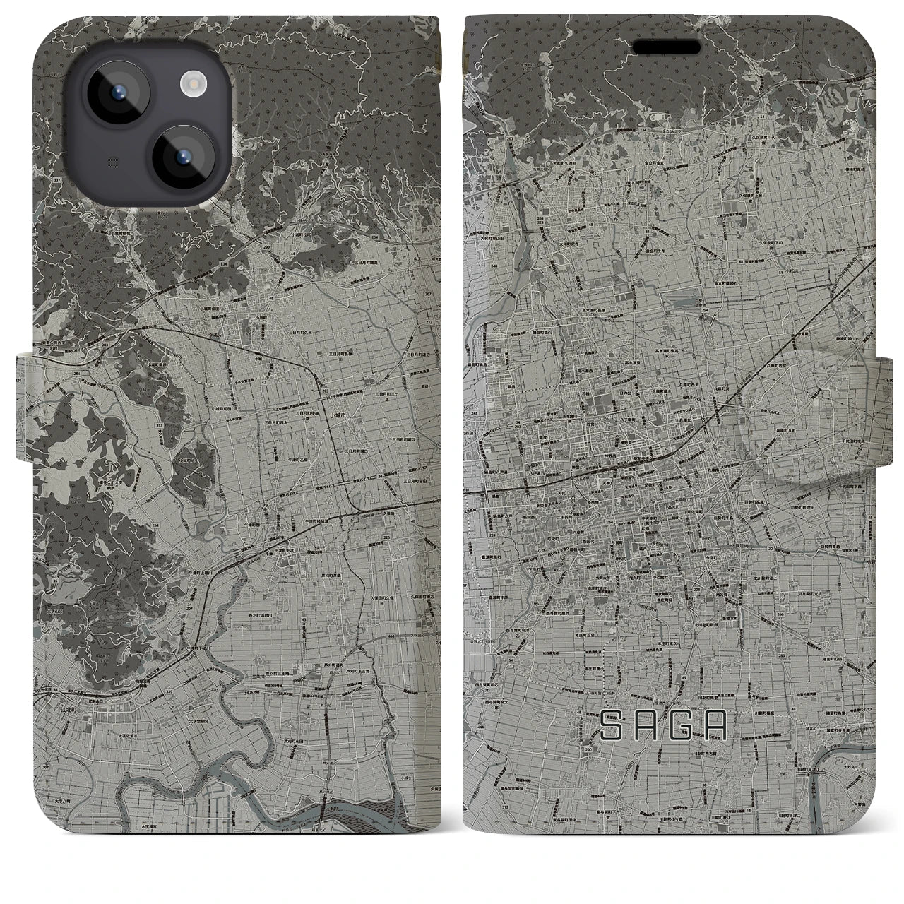 【佐賀2(佐賀県)】地図柄iPhoneケース(手帳タイプ)