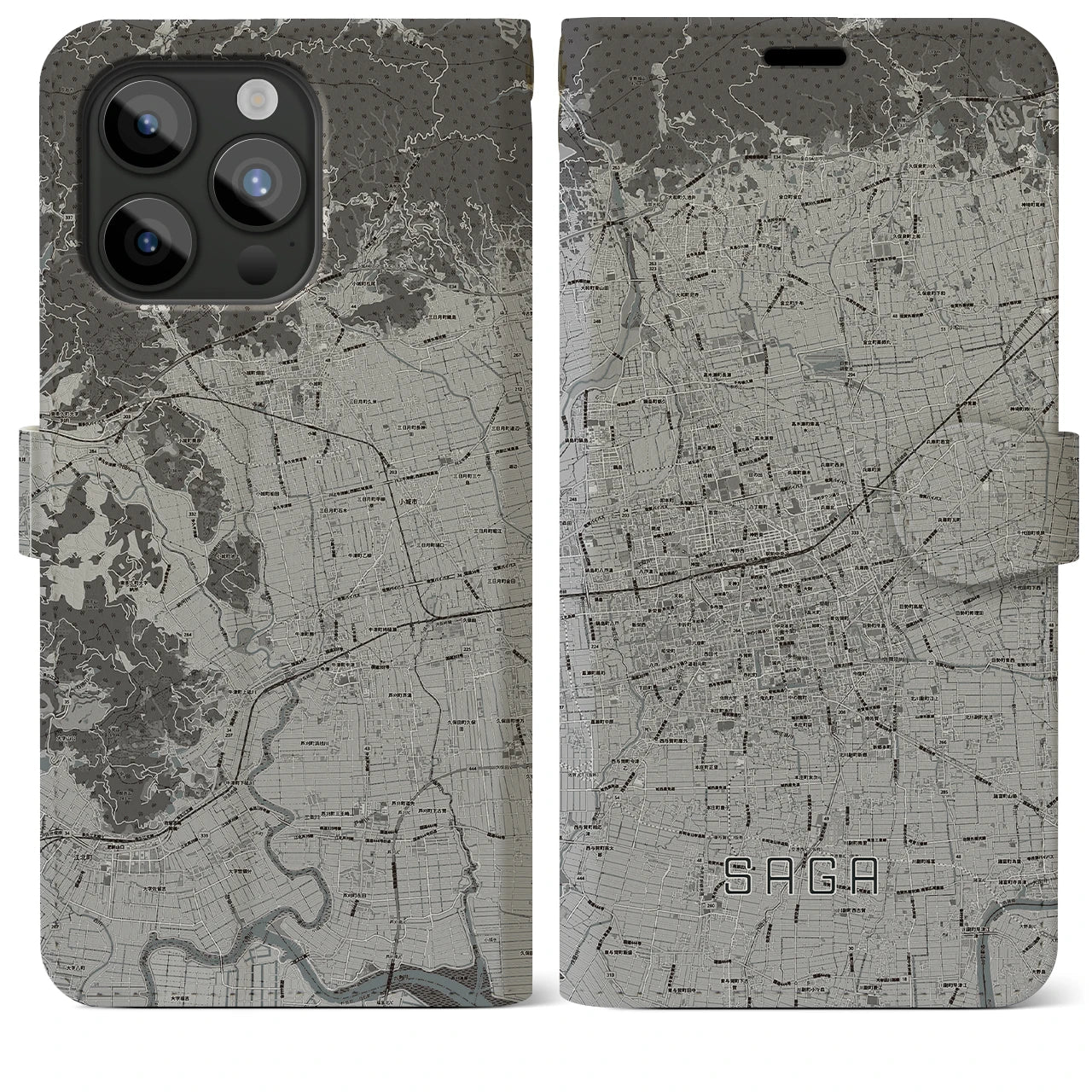 【佐賀2(佐賀県)】地図柄iPhoneケース(手帳タイプ)