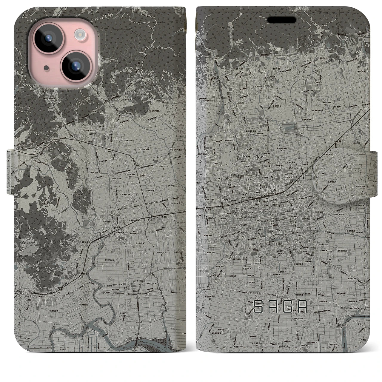 【佐賀2(佐賀県)】地図柄iPhoneケース(手帳タイプ)