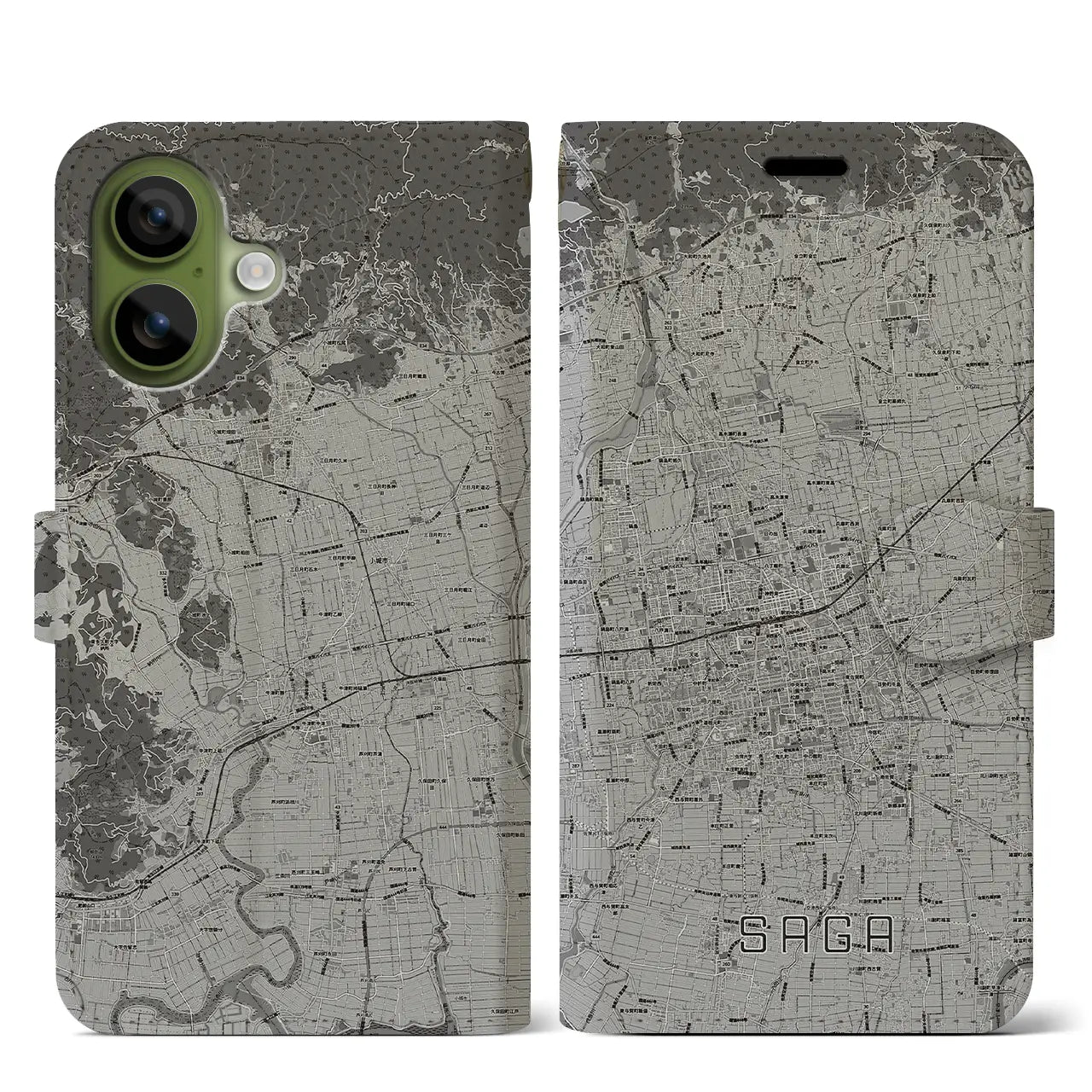 【佐賀2(佐賀県)】地図柄iPhoneケース(手帳タイプ)