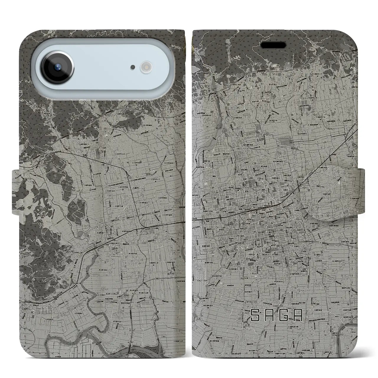 【佐賀2(佐賀県)】地図柄iPhoneケース(手帳タイプ)