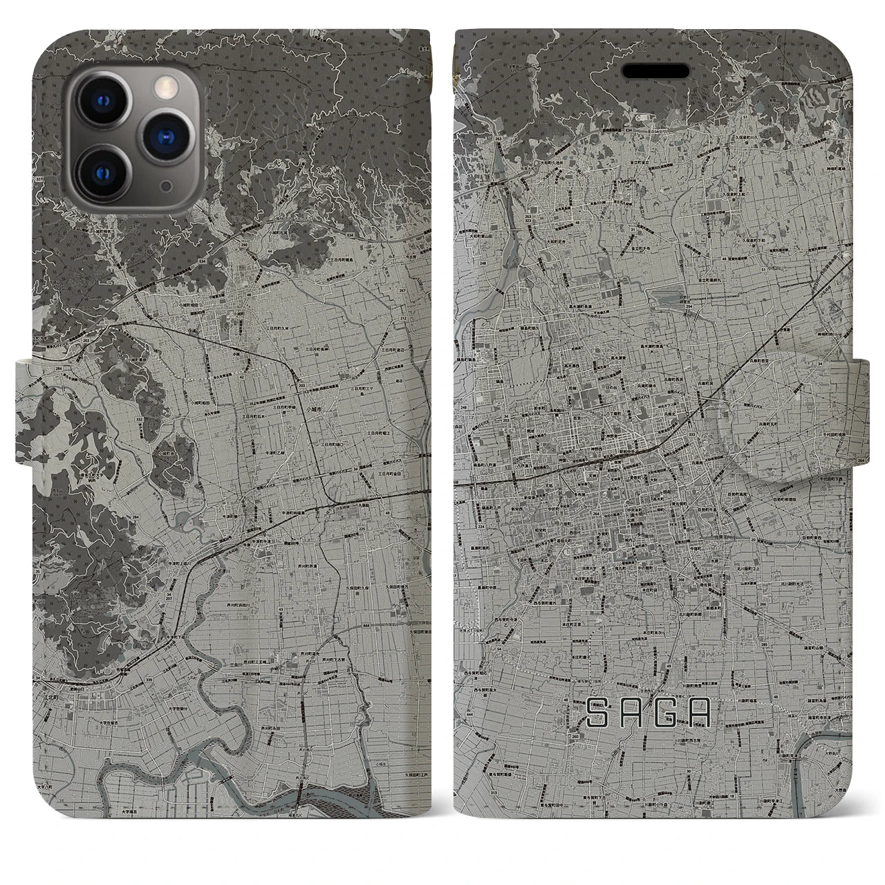 【佐賀2(佐賀県)】地図柄iPhoneケース(手帳タイプ)