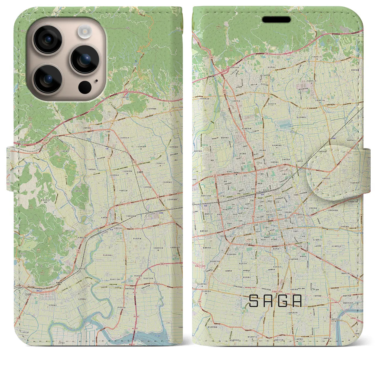 【佐賀2(佐賀県)】地図柄iPhoneケース(手帳タイプ)ナチュラル・iPhone 16 Plus 用