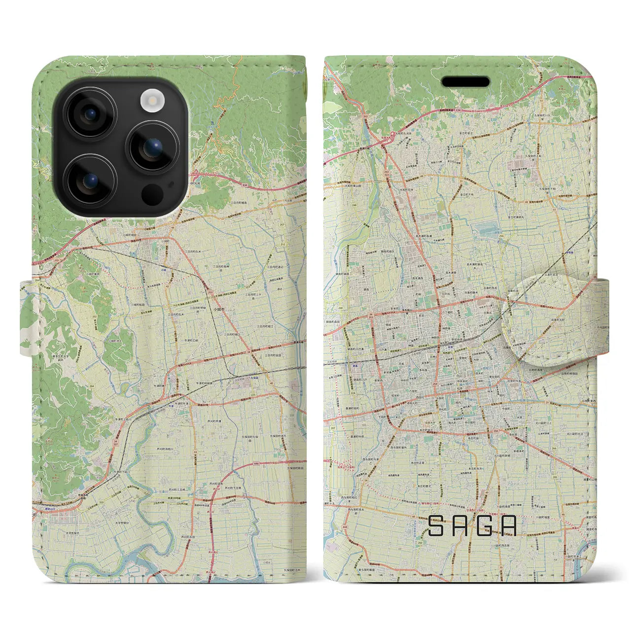 【佐賀2(佐賀県)】地図柄iPhoneケース(手帳タイプ)ナチュラル・iPhone 16 用
