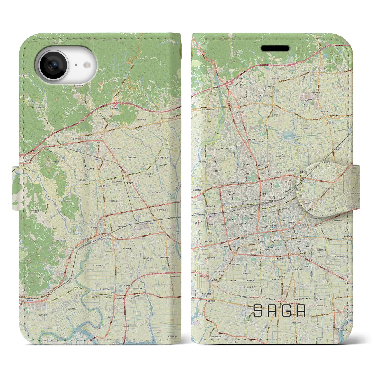 【佐賀2(佐賀県)】地図柄iPhoneケース(手帳タイプ)