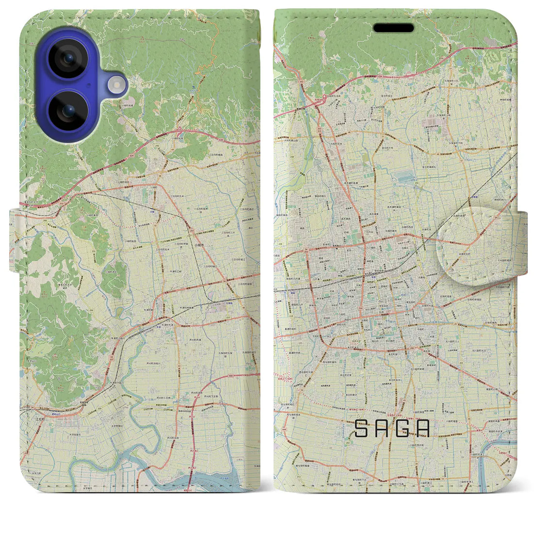 【佐賀2(佐賀県)】地図柄iPhoneケース(手帳タイプ)ナチュラル・iPhone 16 Pro Max 用