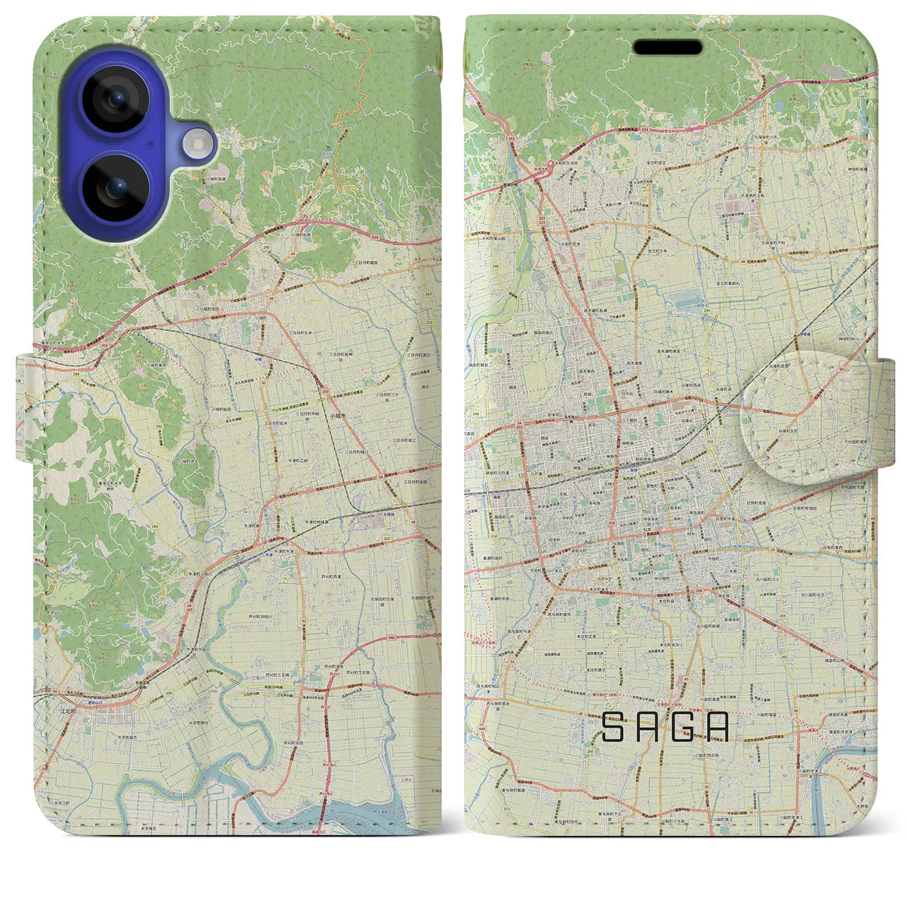 【佐賀2(佐賀県)】地図柄iPhoneケース(手帳タイプ)