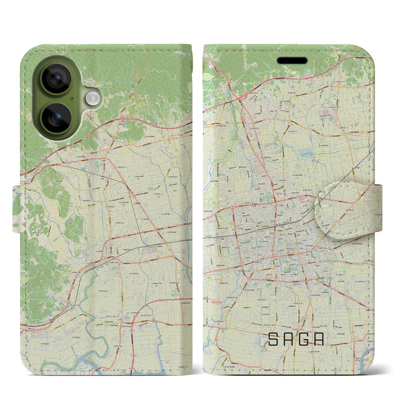 【佐賀2(佐賀県)】地図柄iPhoneケース(手帳タイプ)