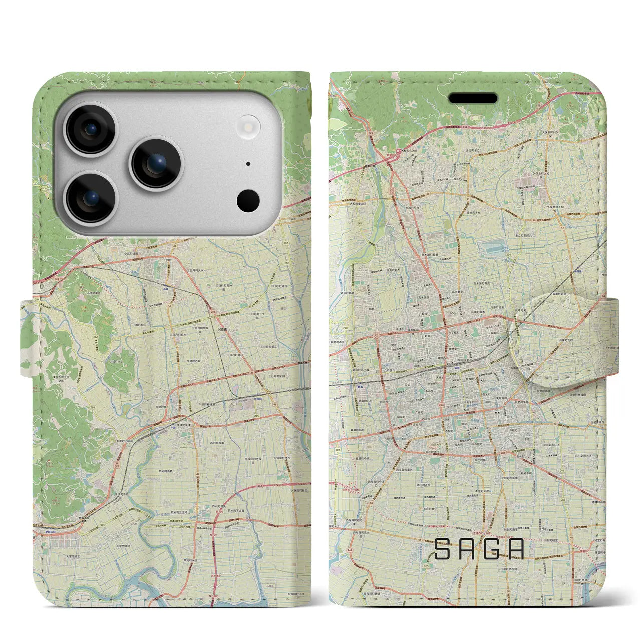 【佐賀2(佐賀県)】地図柄iPhoneケース(手帳タイプ)