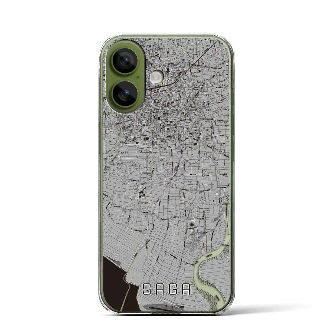 【佐賀(佐賀県)】地図柄iPhoneケース(クリアタイプ)モノトーン・iPhone 17 Pro Max 用