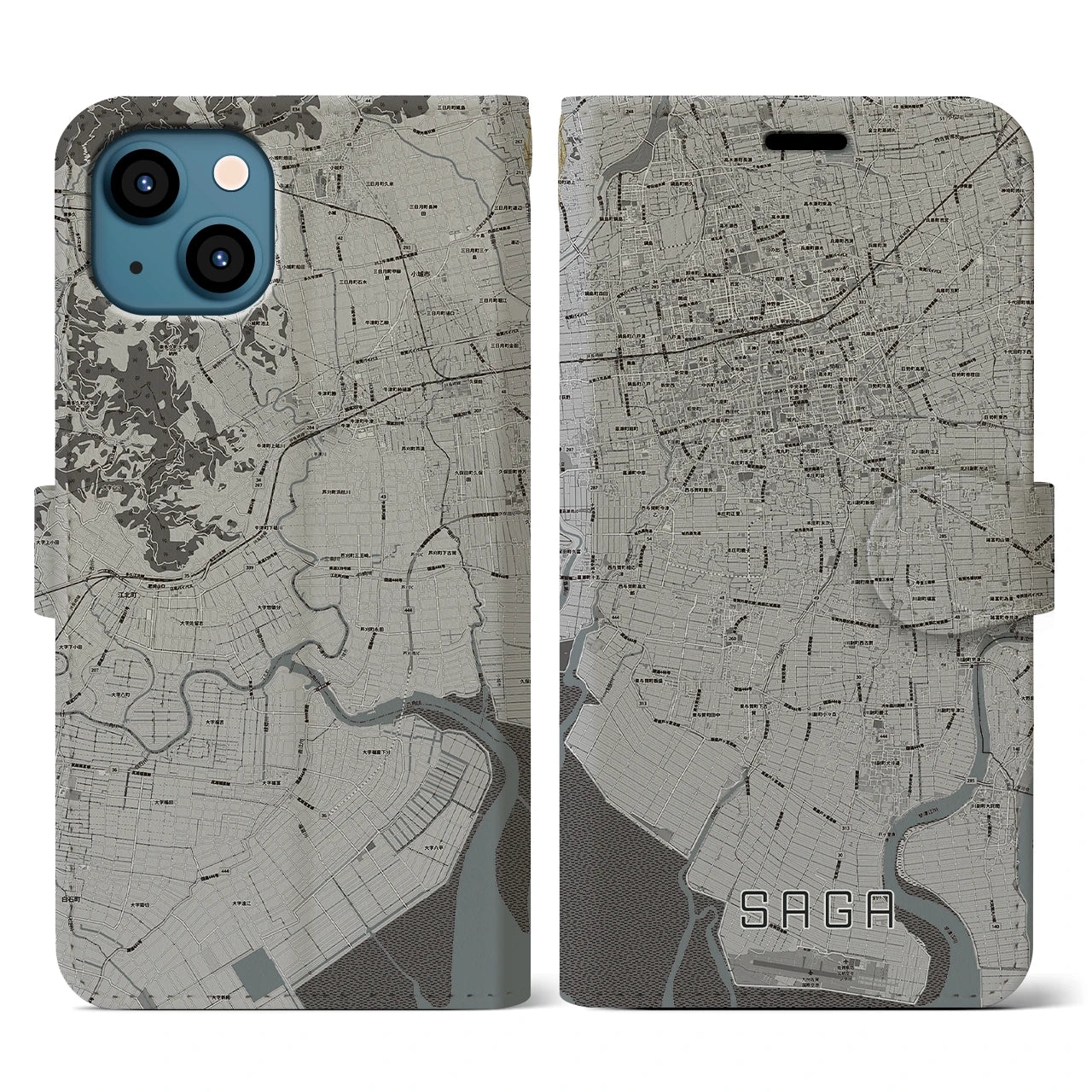 【佐賀(佐賀県)】地図柄iPhoneケース(手帳タイプ)