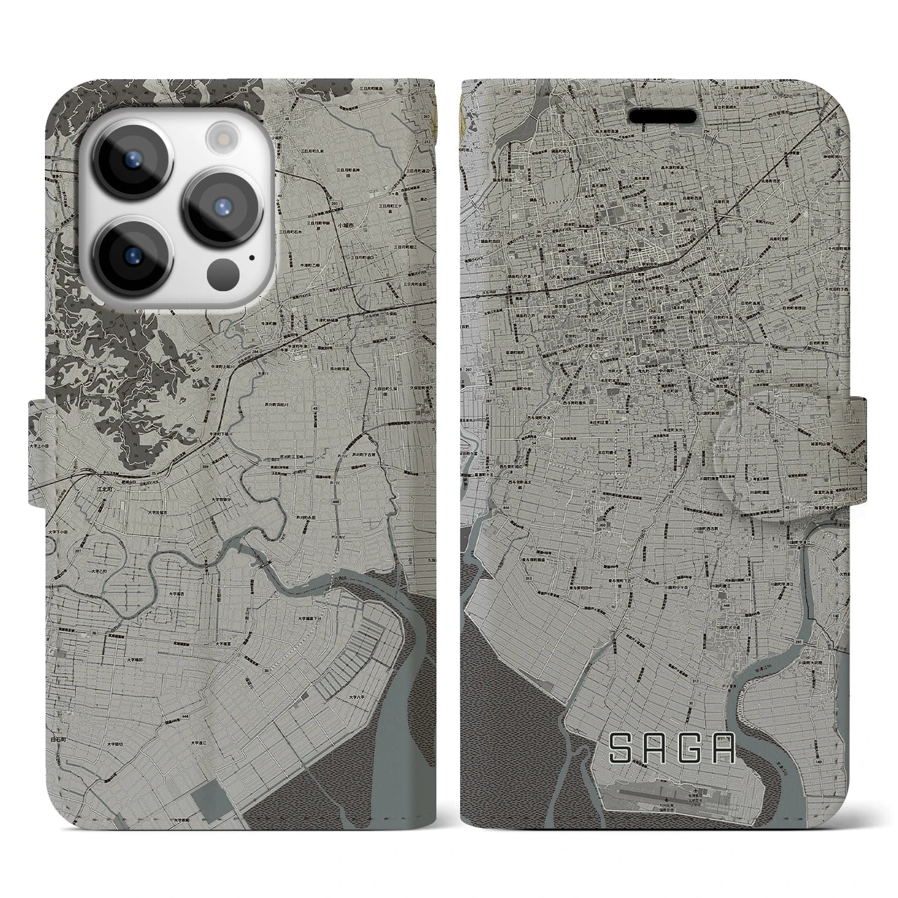 【佐賀(佐賀県)】地図柄iPhoneケース(手帳タイプ)