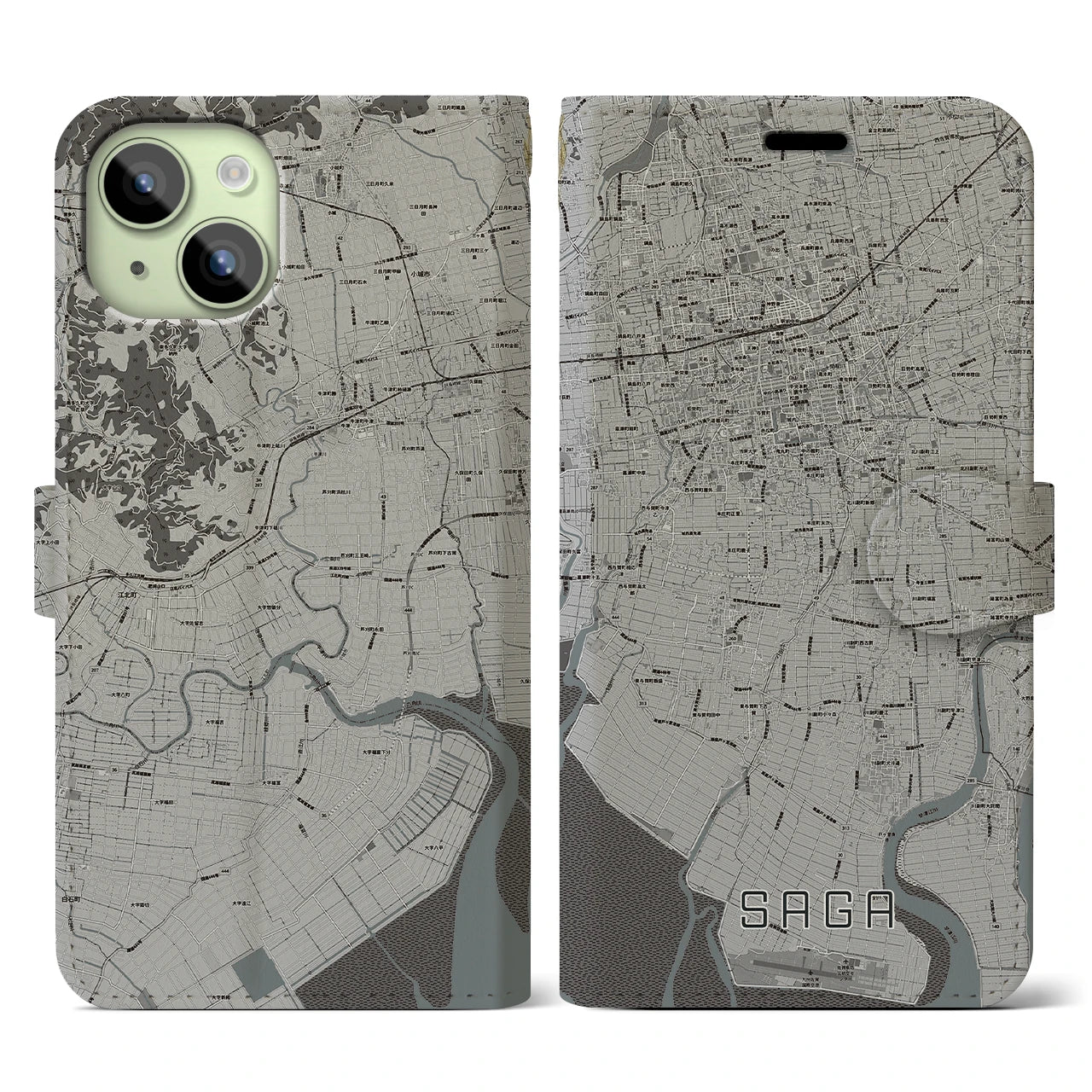 【佐賀(佐賀県)】地図柄iPhoneケース(手帳タイプ)