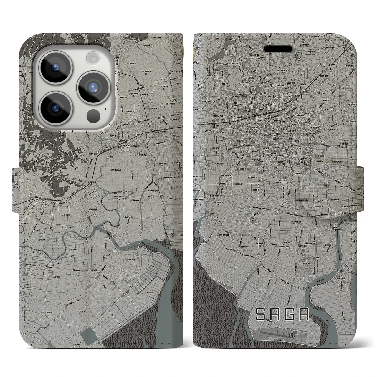 【佐賀(佐賀県)】地図柄iPhoneケース(手帳タイプ)