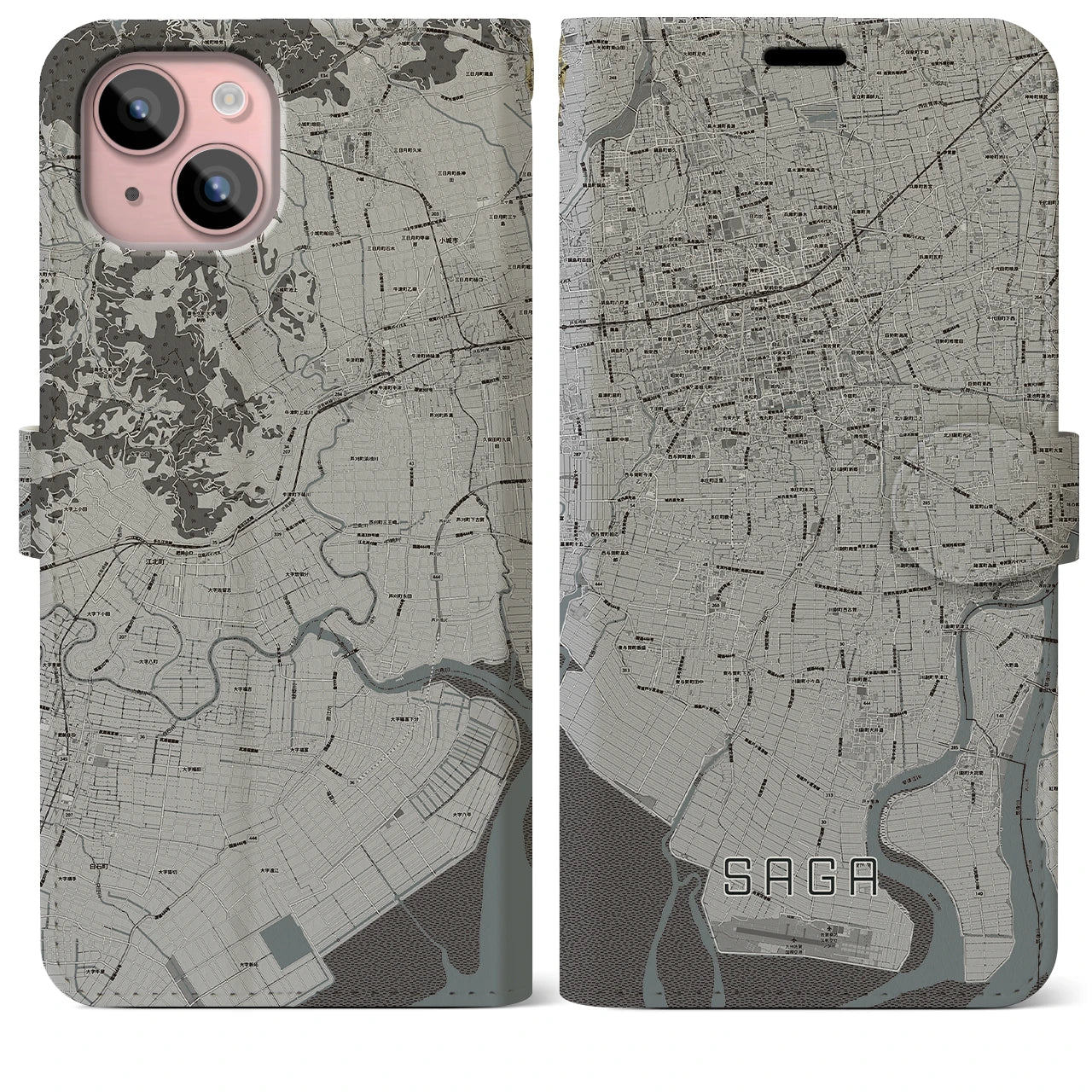 【佐賀(佐賀県)】地図柄iPhoneケース(手帳タイプ)