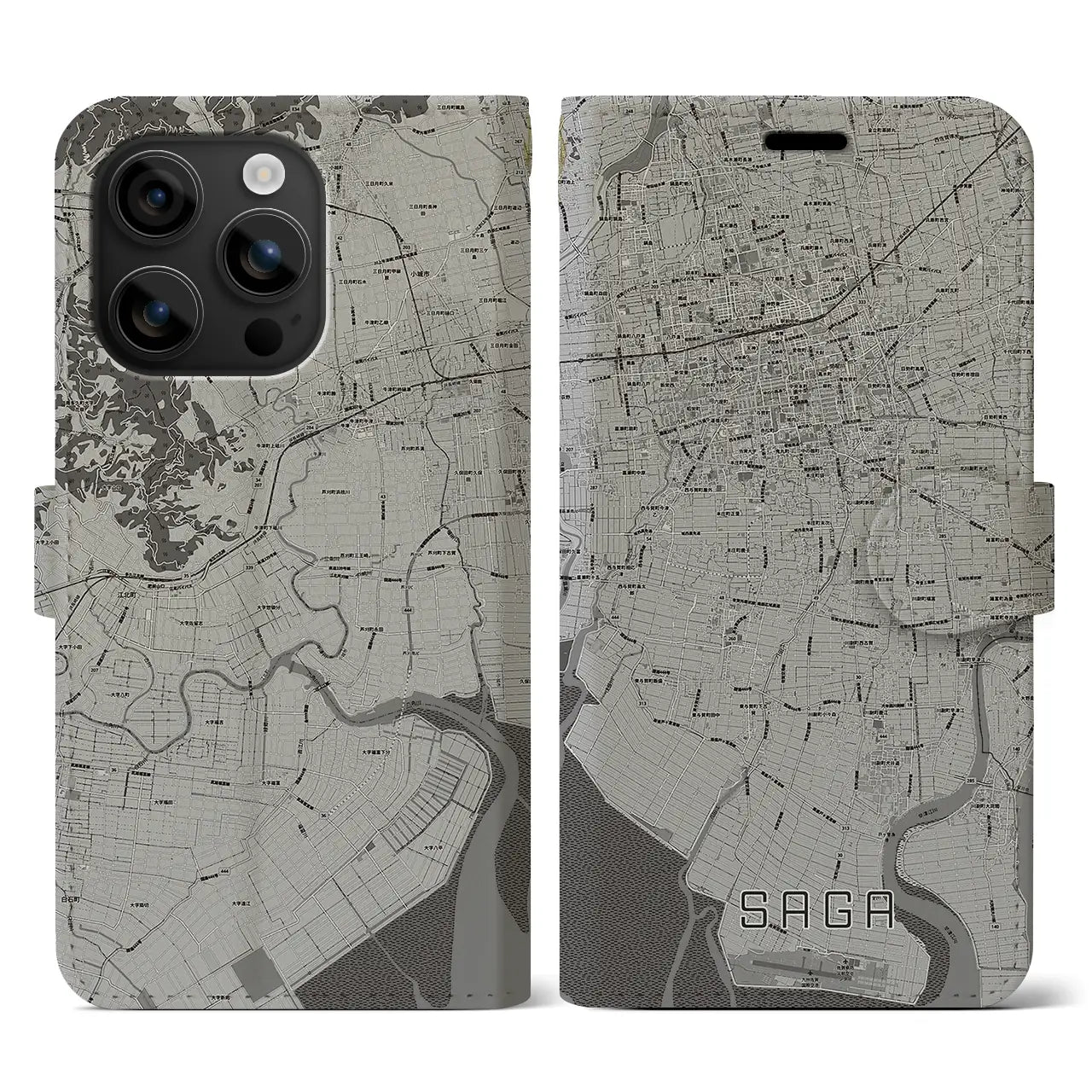 【佐賀(佐賀県)】地図柄iPhoneケース(手帳タイプ)