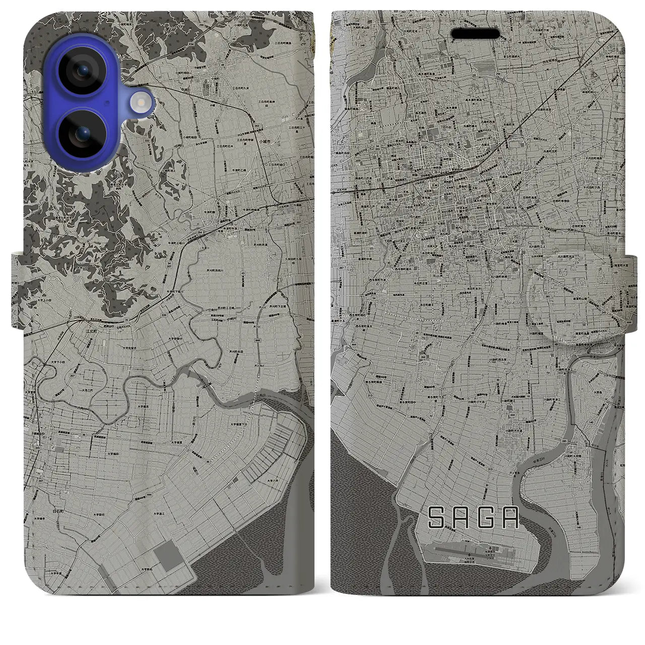 【佐賀(佐賀県)】地図柄iPhoneケース(手帳タイプ)