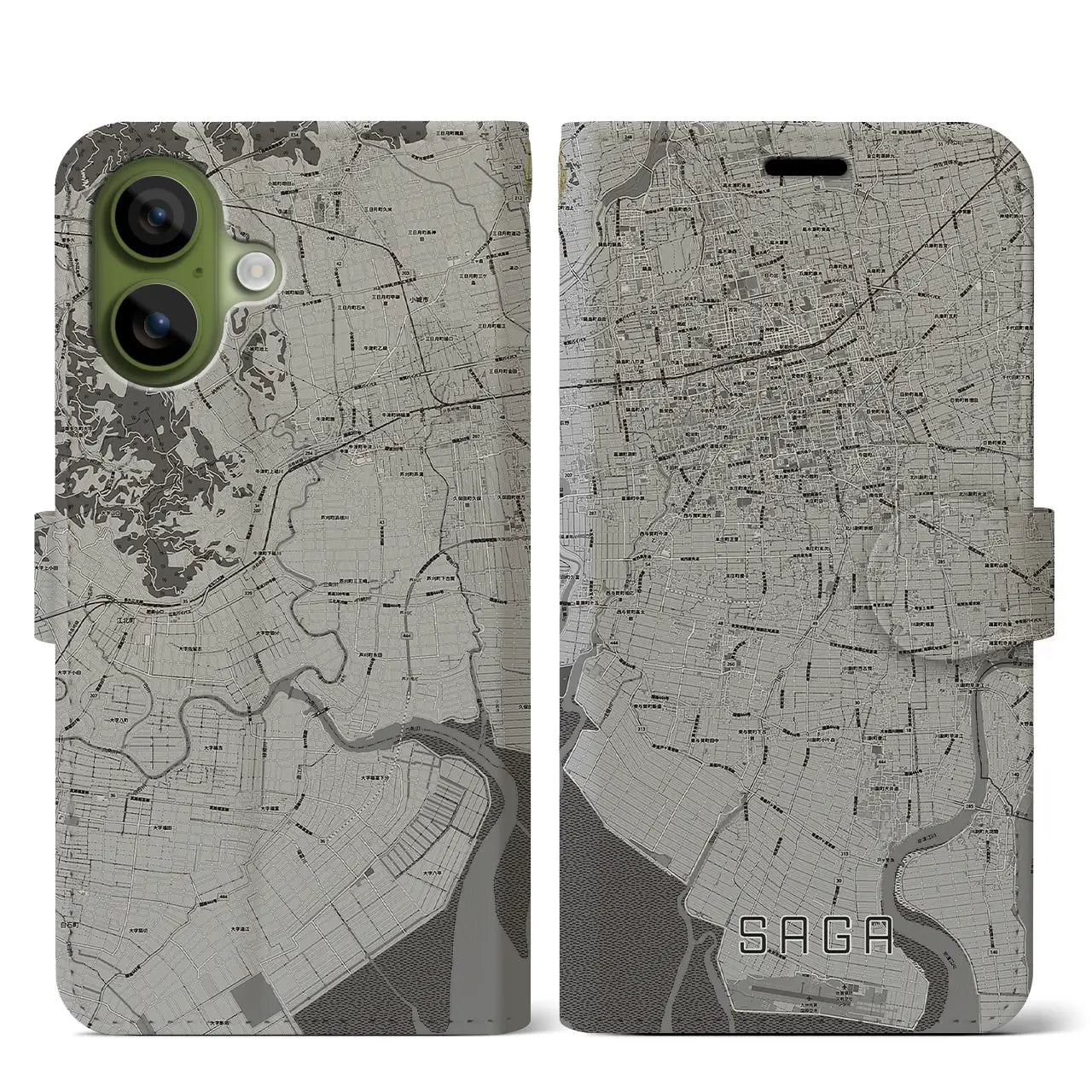 【佐賀(佐賀県)】地図柄iPhoneケース(手帳タイプ)