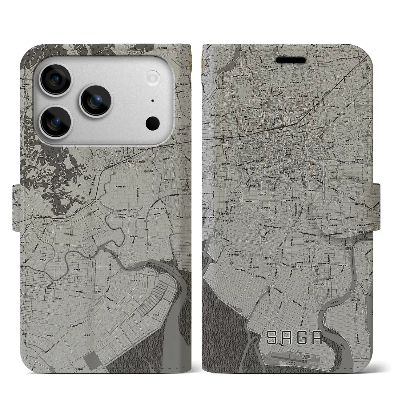 【佐賀(佐賀県)】地図柄iPhoneケース(手帳タイプ)