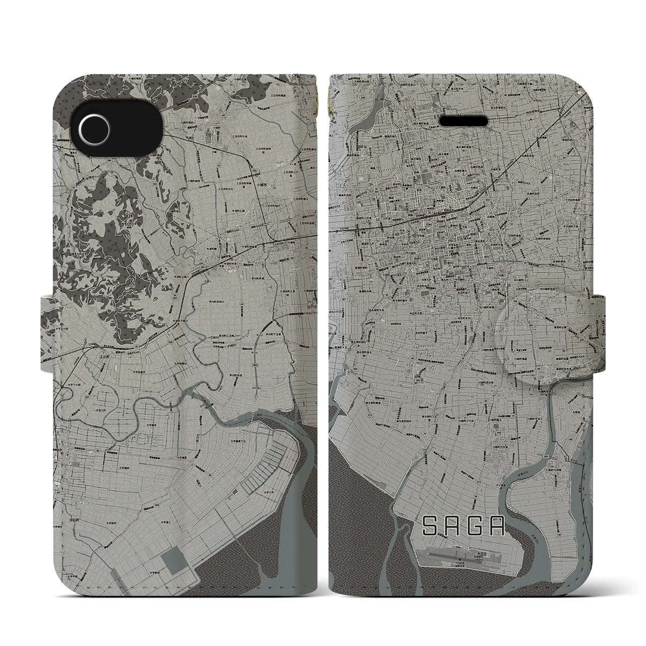 【佐賀(佐賀県)】地図柄iPhoneケース(手帳タイプ)