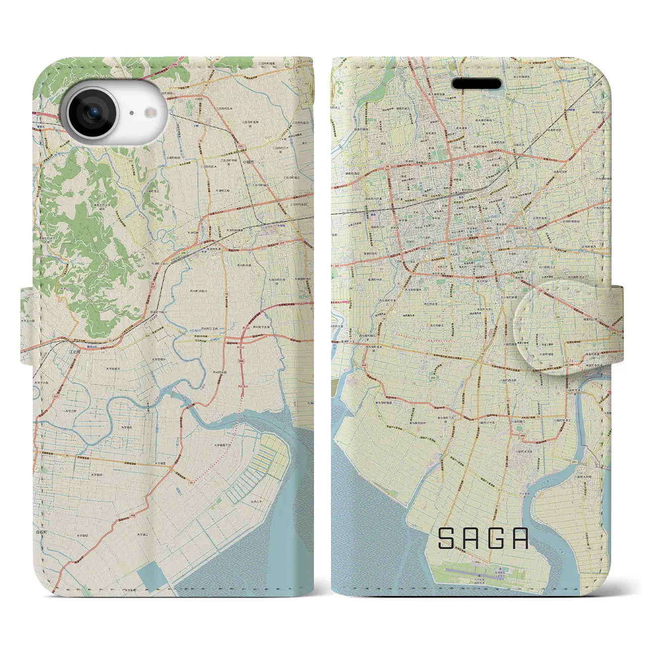 【佐賀(佐賀県)】地図柄iPhoneケース(手帳タイプ)
