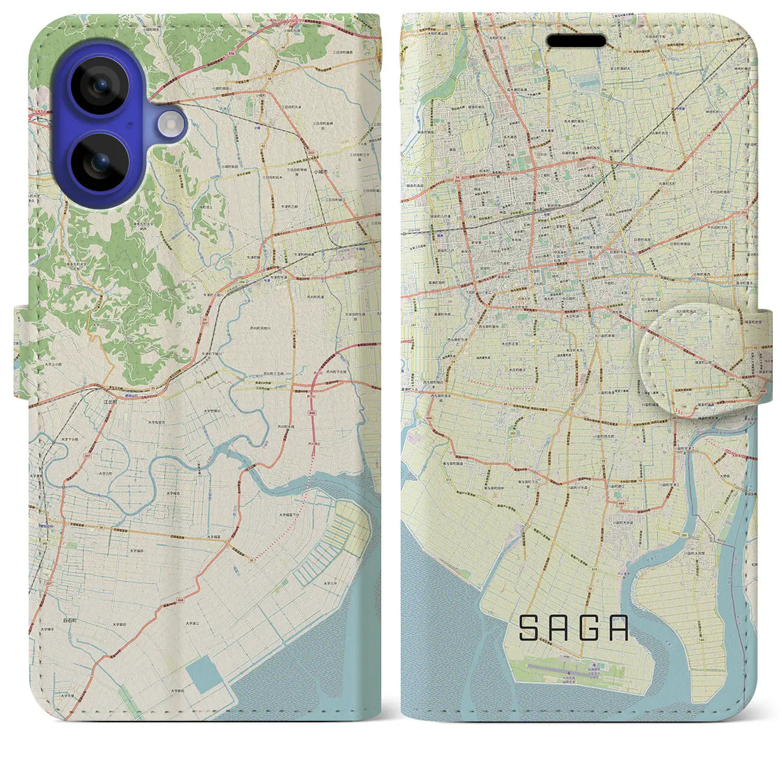 【佐賀(佐賀県)】地図柄iPhoneケース(手帳タイプ)ナチュラル・iPhone 16 Pro Max 用