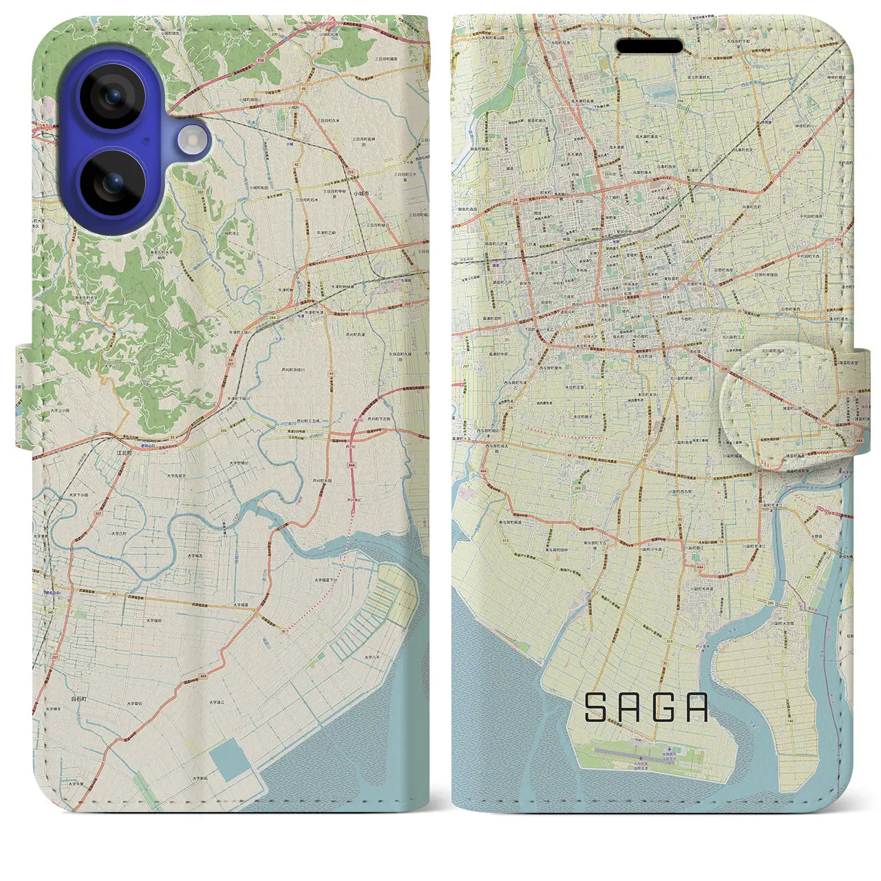 【佐賀(佐賀県)】地図柄iPhoneケース(手帳タイプ)