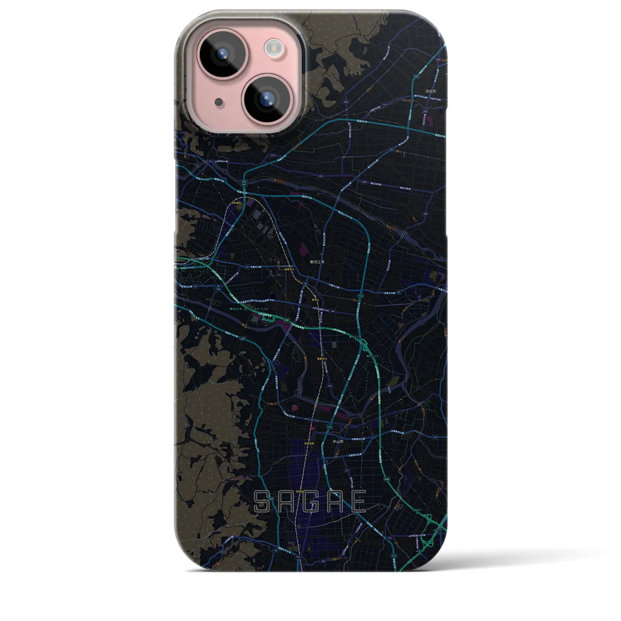 【寒河江(山形県)】地図柄iPhoneケース(バックカバータイプ)
