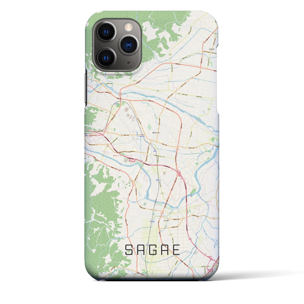 【寒河江(山形県)】地図柄iPhoneケース(バックカバータイプ)