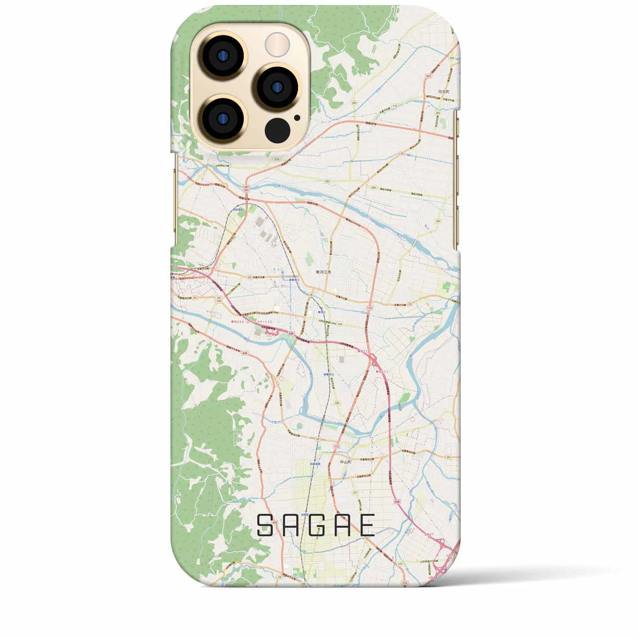 【寒河江(山形県)】地図柄iPhoneケース(バックカバータイプ)